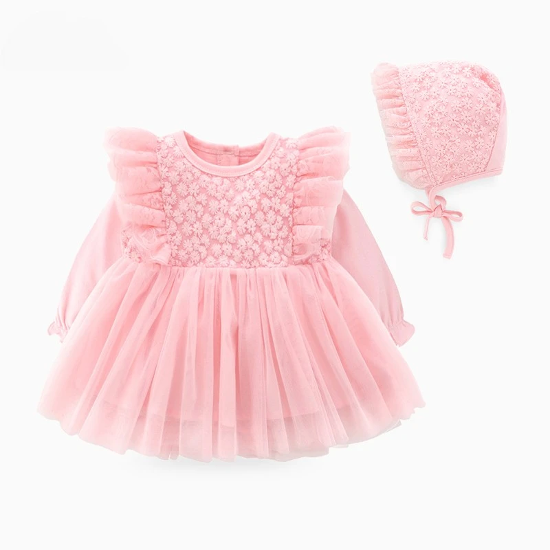 Fashion frock design newborn full sleeve infant baby girl dress romper baby clothing newborn baby clothes