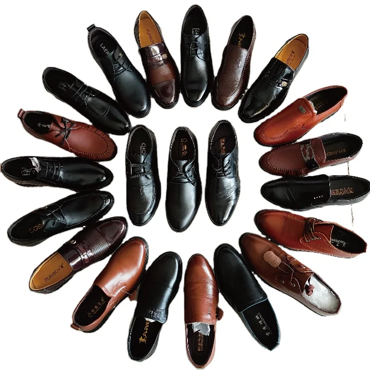 
China cheap Oxford Patent leather used adult dress shoes mixed stock for men leather shoes 
