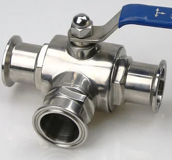 Manufacturer 3A/DIN/SMS Sanitary 3 Way Ball Valve Stainless Steel pneumatic actuator ball valve