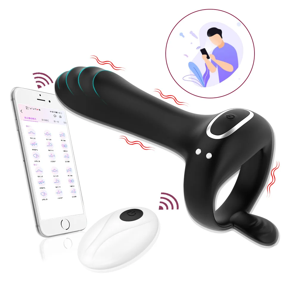 Bluetooth Penis Ring Vibrator Wireless APP Remote Cock Ring Sex Toys for Male