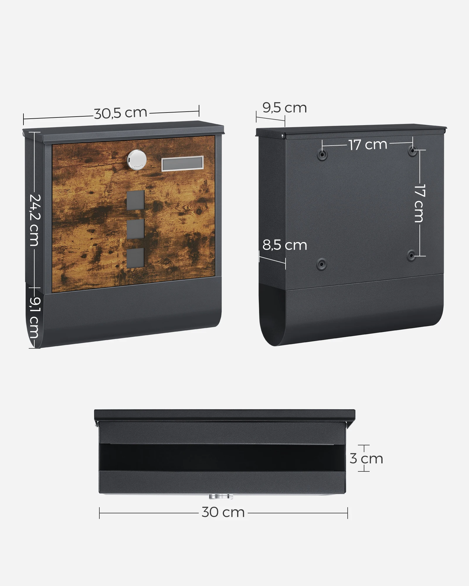 Home Waterproof Antique Brown Wall Mounted Letter Box American Postal Mailing Box Custom Logo Metal Outdoor with Lock and Window