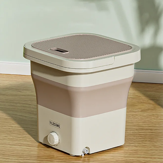 Mini Portable Bucket Washer Foldable Washing Machine with Soft Spin Dry and Drainage Pipe