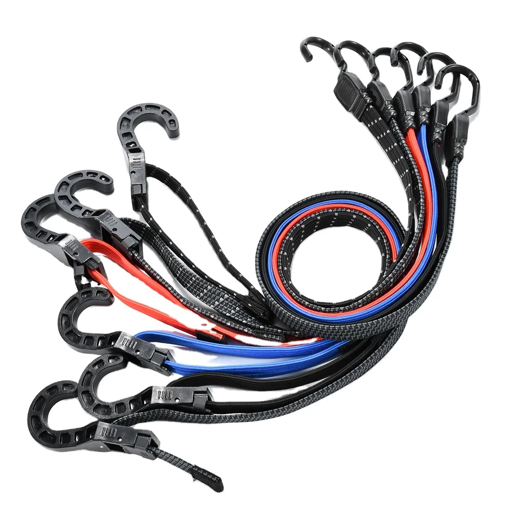 Patented 70kg Marine Grade Latex Adjustable Wide Flat Bungee Cord with Easy-Flip Latch Hooks for Outdoor Equipment