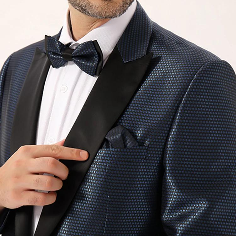 
Top design fashion pattern blue jacquard groom suit dress 2 pieces jacket trousers men slim suit wholesale 