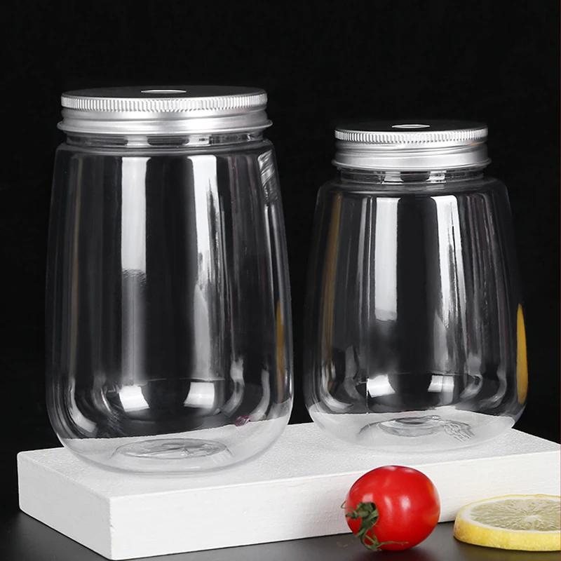 Creative Custom Clear Plastic Milk Tea Cups With Lids Transparent PP Drinks Coffee Juice Cup
