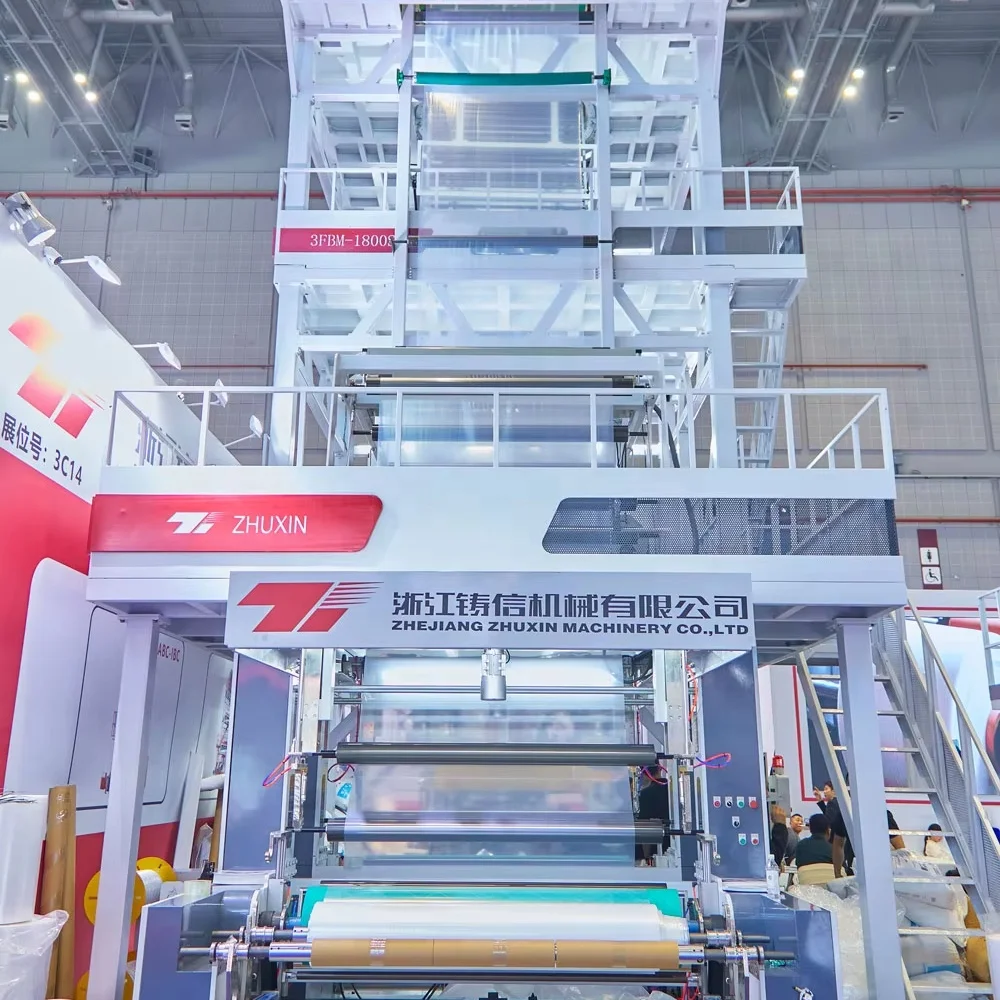 ABA ABC 3 Layer 2000 mm Polypropylene Blow Film Extruder 5 Layer Pe Rotary Die Head Plastic Heavy Duty Bag Film Blowing Machine