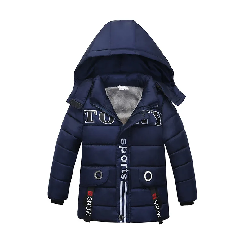 High Quality Winter Letter Printed Toddler Zipper Children Baby Boys Clothing Jackets Coat for Boy