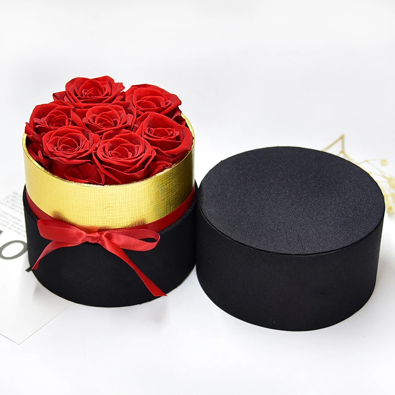Консервированные розы вечности, сохраненная круглая коробка, подарки, долговечный цветок, вечная роза, коробка для любви, День Святого Валентина, подарок на день рождения