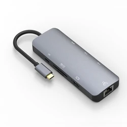 8 in 1 Hub HDM I SD/TF USB 2.0 3.0 RJ45 Tyoe C 60W  all in 1 8 Ports  USB C Hub for PC / Tablet / Mobile Phone
