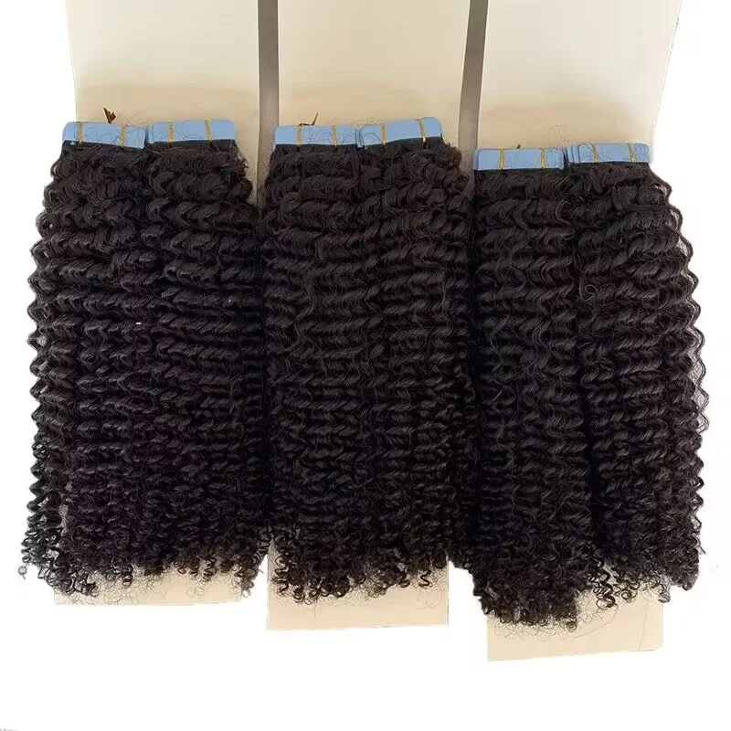 2024 high quality 10A human hair extensions 3.5oz/set deep wave indian remy hair tape ins extensions natural black best tape