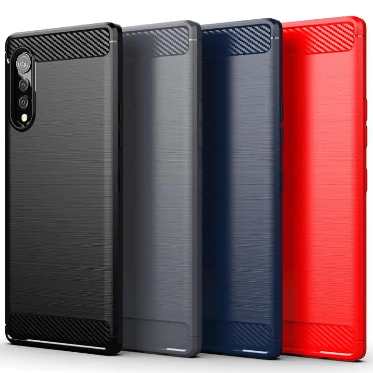 Armor Shockproof Carbon Fiber Soft TPU Back Cover Mobile Phone Case For LG velvet Reflect Prime 2 Case