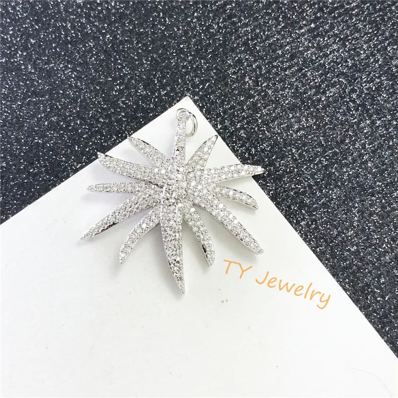 Wholesale copper CZ micro pave clear cz starfish pendant,cubic zirconia diamond charm for necklace making