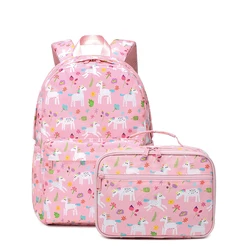 School bags 2022 pink kids school bags backpack set cartoon print backpack for girls cute bookbag primary school bag lunch box