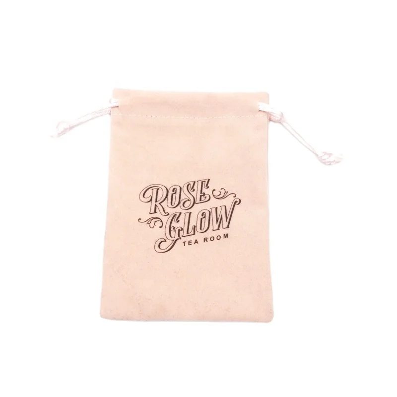 custom printed baby pink drawstring jewelry pouch pale pink velvet pouch fancy light pink bag jewellery pouches with logo
