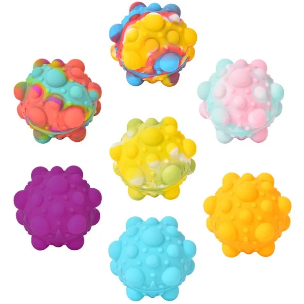 2022 Popular Silicone Anxiety Stress Relief Push Bubble Pop Sensory Rainbow Popper Mini Squishy 3D Stress Ball Fidget Toy
