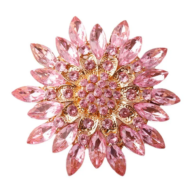 Vintage Wedding Bride Big Blue Crystal Drop Colorful Flower Rhinestone Teardrop Brooch for Woman magnet brooch