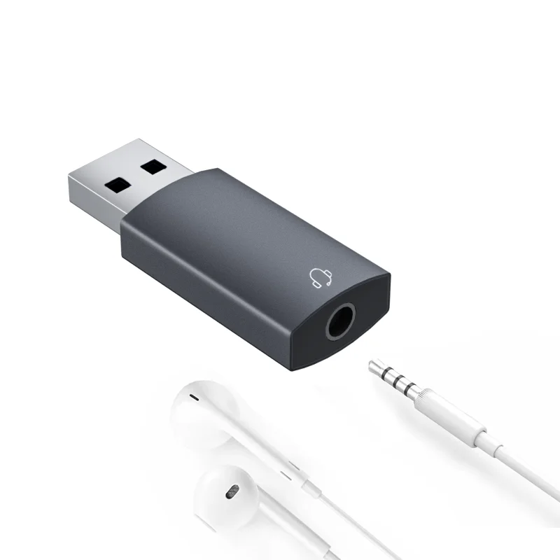 Hot Selling Wholesale Stereo headset 2in1 External sound cards  USB2.0 to 3.5mm Audio Adapter Sound Card for Computer/Laptop