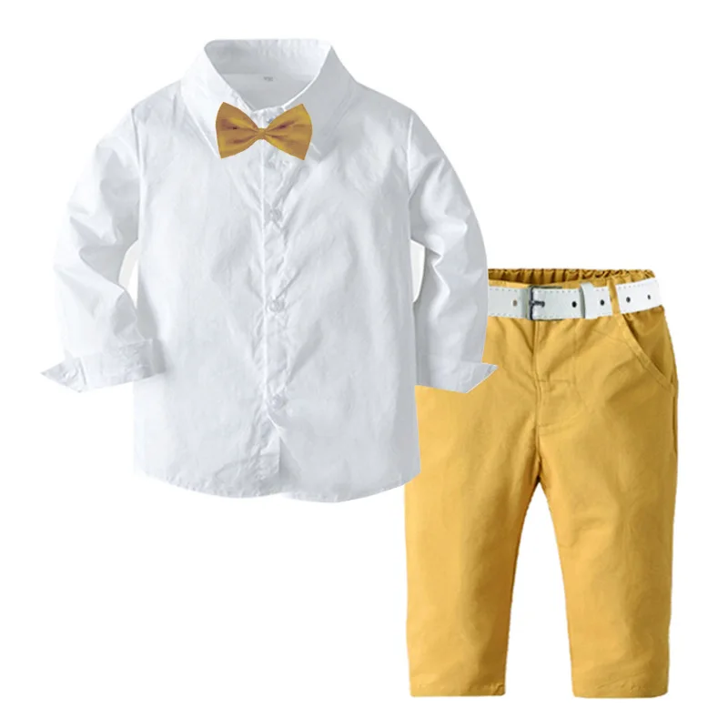 Hot Sell Spring Little Boy Clothes 3 Years Old Shirt+ Pant+Belt Old Boys Clothing Boys Clothes For Kids