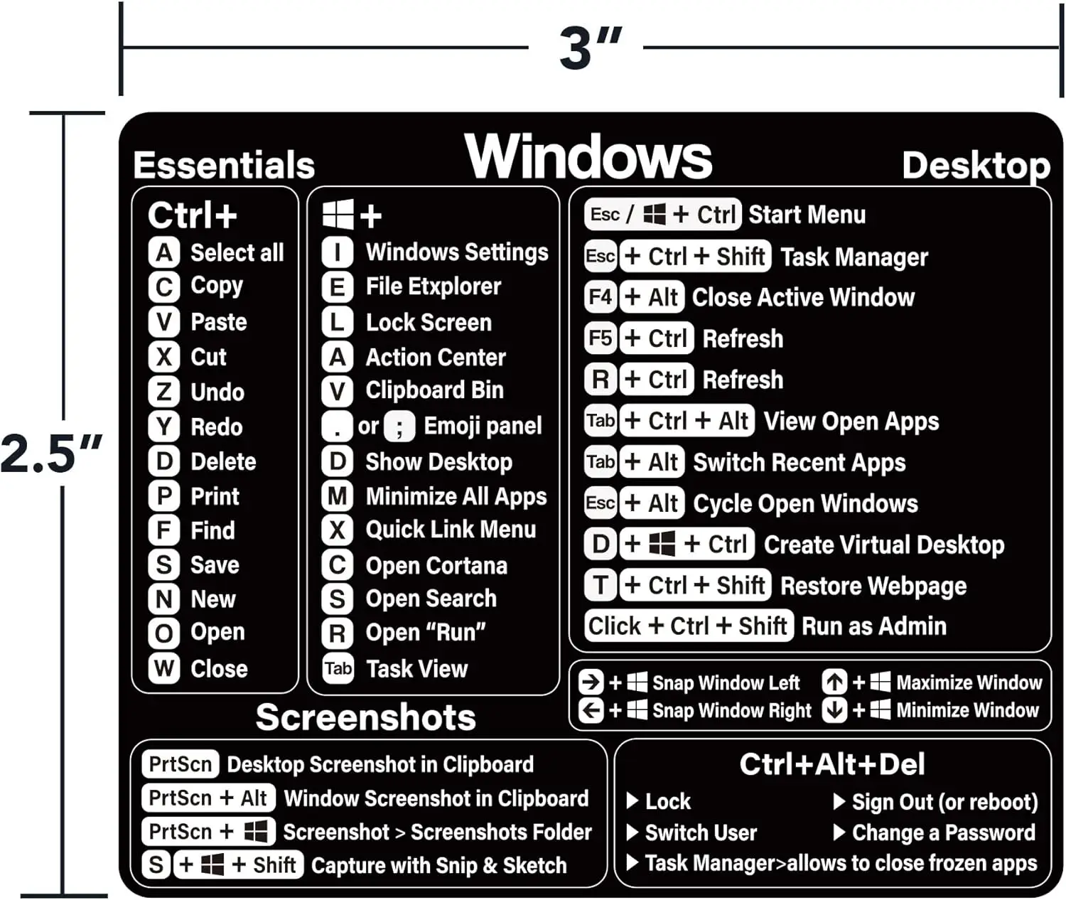 Windows ярлык наклейка клавиатура Виниловая для ноутбука сочетание клавиш наклейки любого или рабочего стола