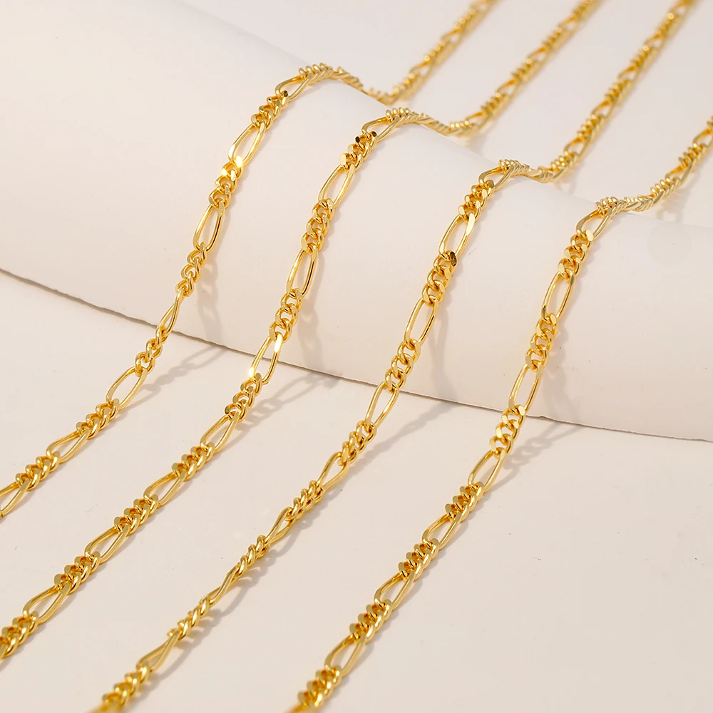 18K Gold Necklace 1.5mm Figaro Chain Roll Gold Chain 18K Gold Jewelry Fashion Jewelry Necklaces