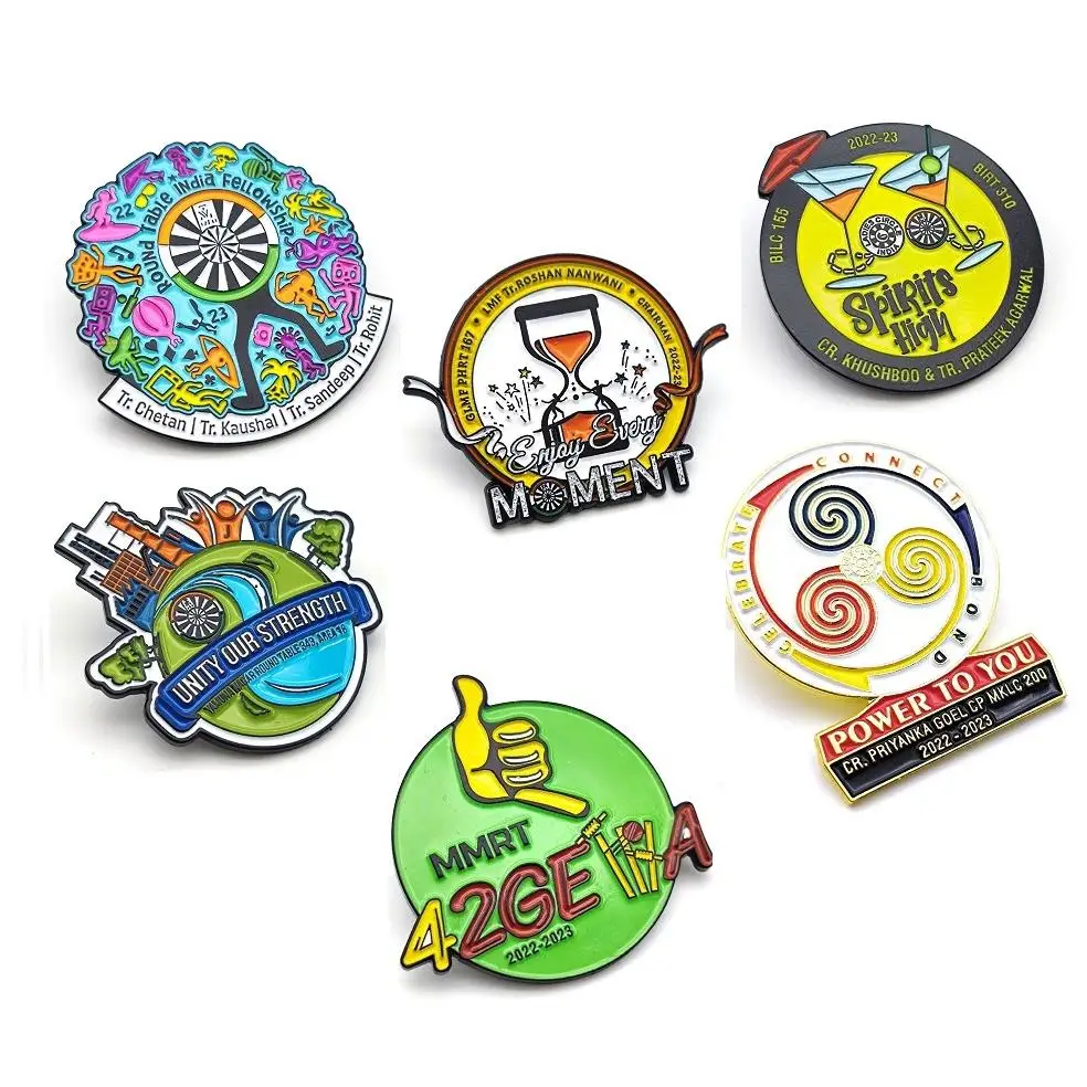 Wholesale Free Design Custom Logo Metal Round Table Indian Leaders Lapel Commemorative Pins