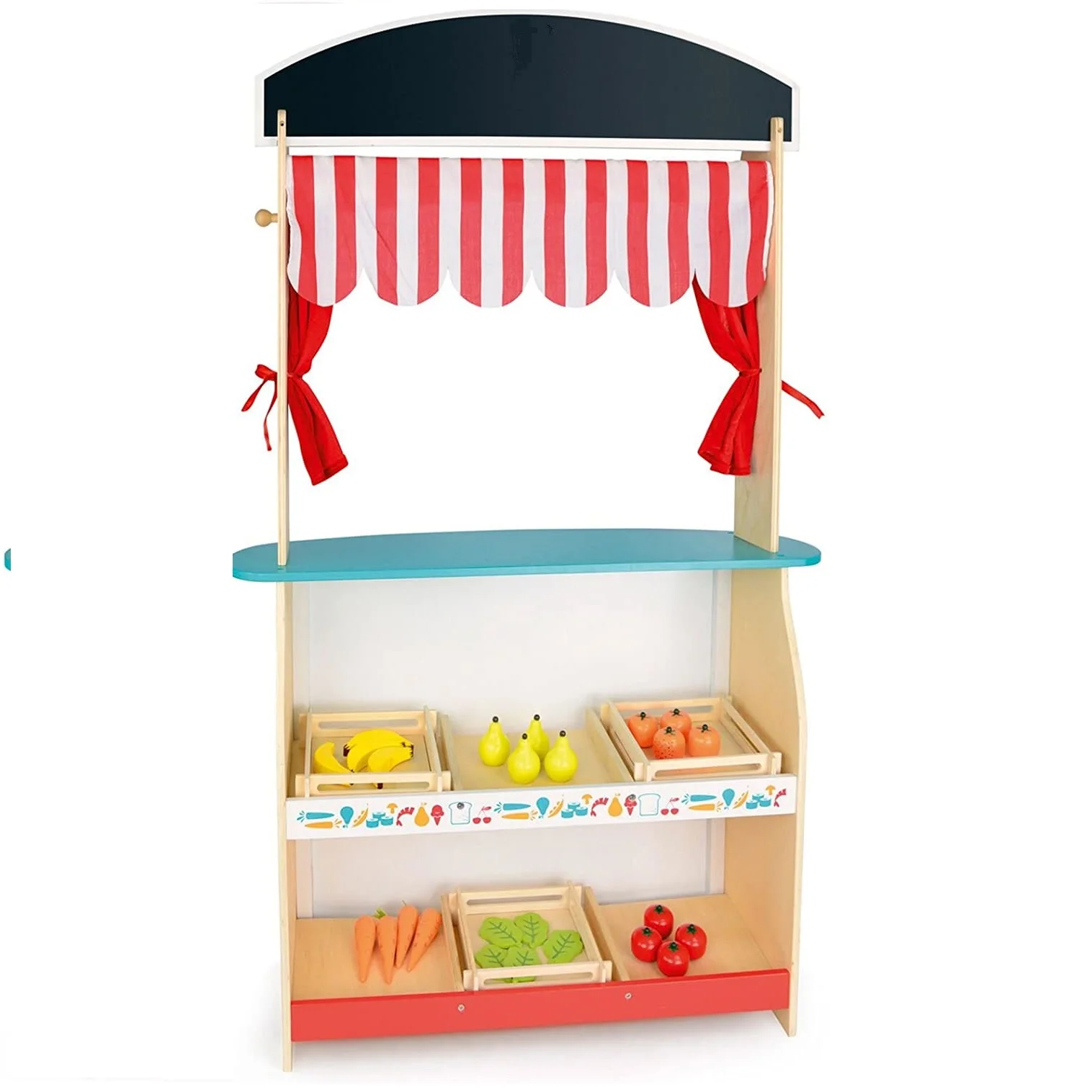 Kids Wooden Theater toy Shop wooden toy 2 in 1 Market Play Shop Set | Perfect for Supermarket Food Shop or Cafe Pretend