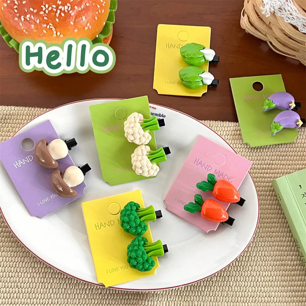 2PCS Funny Radish Eggplant Cabbage Vegetable Hair Clip For Girls Wholesale