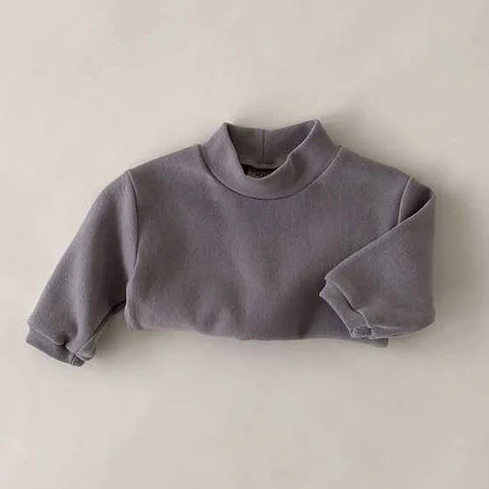 
Winter new baby velvet heating underwear thickened warm long sleeve solid color bottoming shirt 