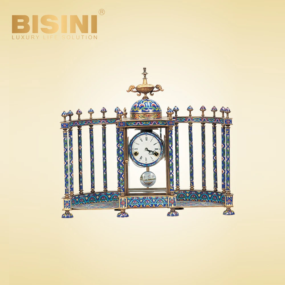 High-end Retro Enamel Vintage Desk Clock Luxury villa House table decoration French Style Floral patterns classical Table Clock