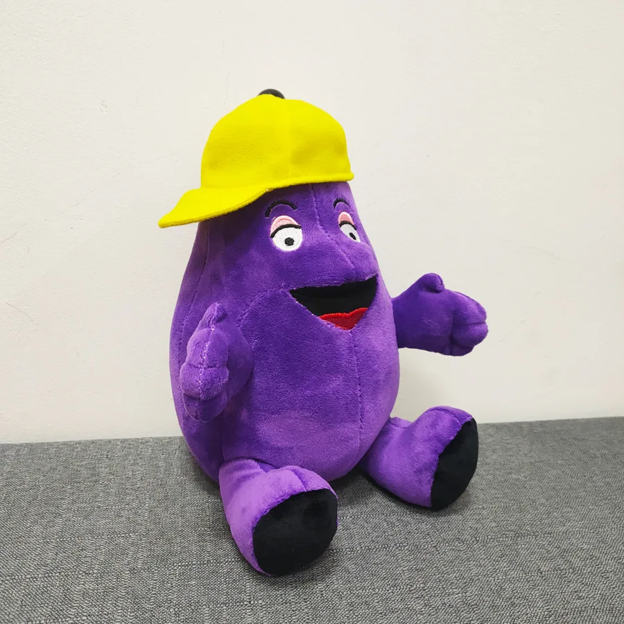 Hot selling plush animal cartoon plush animal purple ghost face shaking plush ghost face yellow hat plush toy