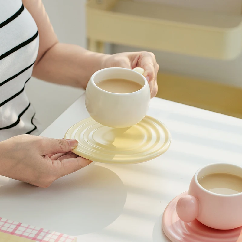 high quality luxury yellow tea cup and ceramic tea with saucer ceramic coffee mug design matte