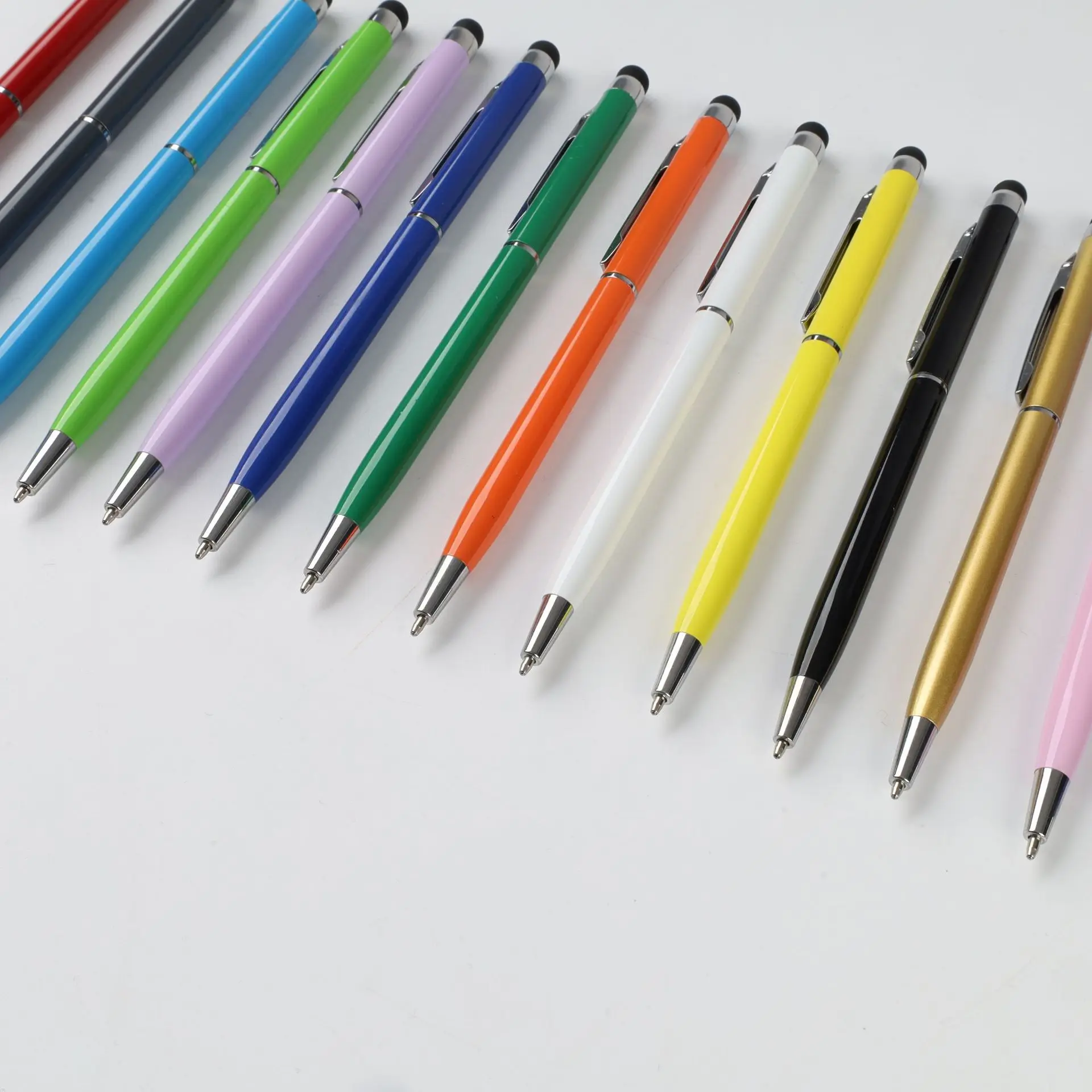 customized twist  Aluminum metal slim cell screen touch capacitive stylus ball pens with custom logo printed for hotels