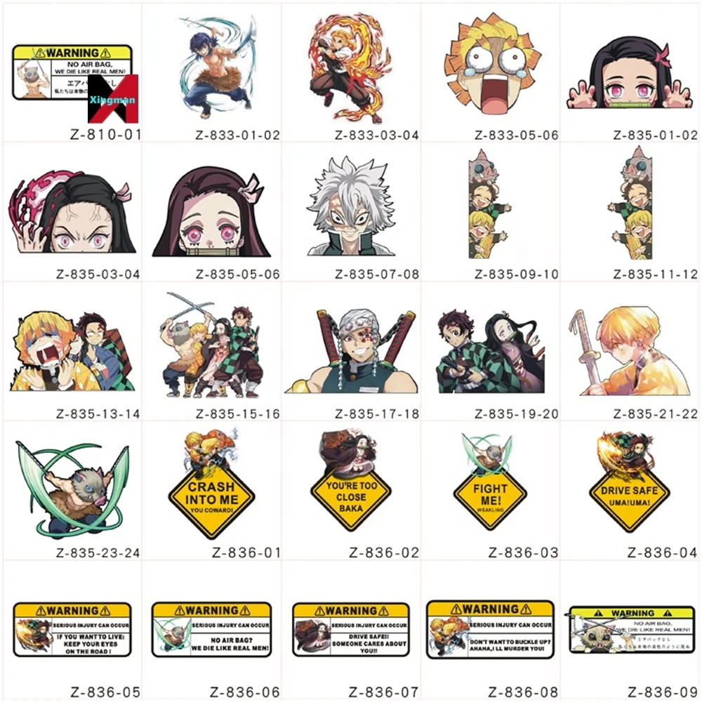 Kawaii Products Reflective Demoned A Slayer Decal Cartoon Vinyl Car Window Sticker Kimetsu No Yaiba Anime Stickers For Kids