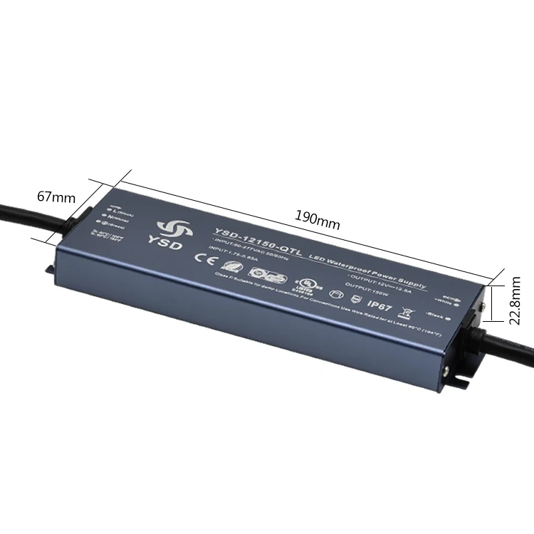 YSD IP67 Waterproof Small Installation Space 12V 24V 100W 150W 200W 300W 12.5A Ultra-Thin Led Driver For LED Landscape Lighting