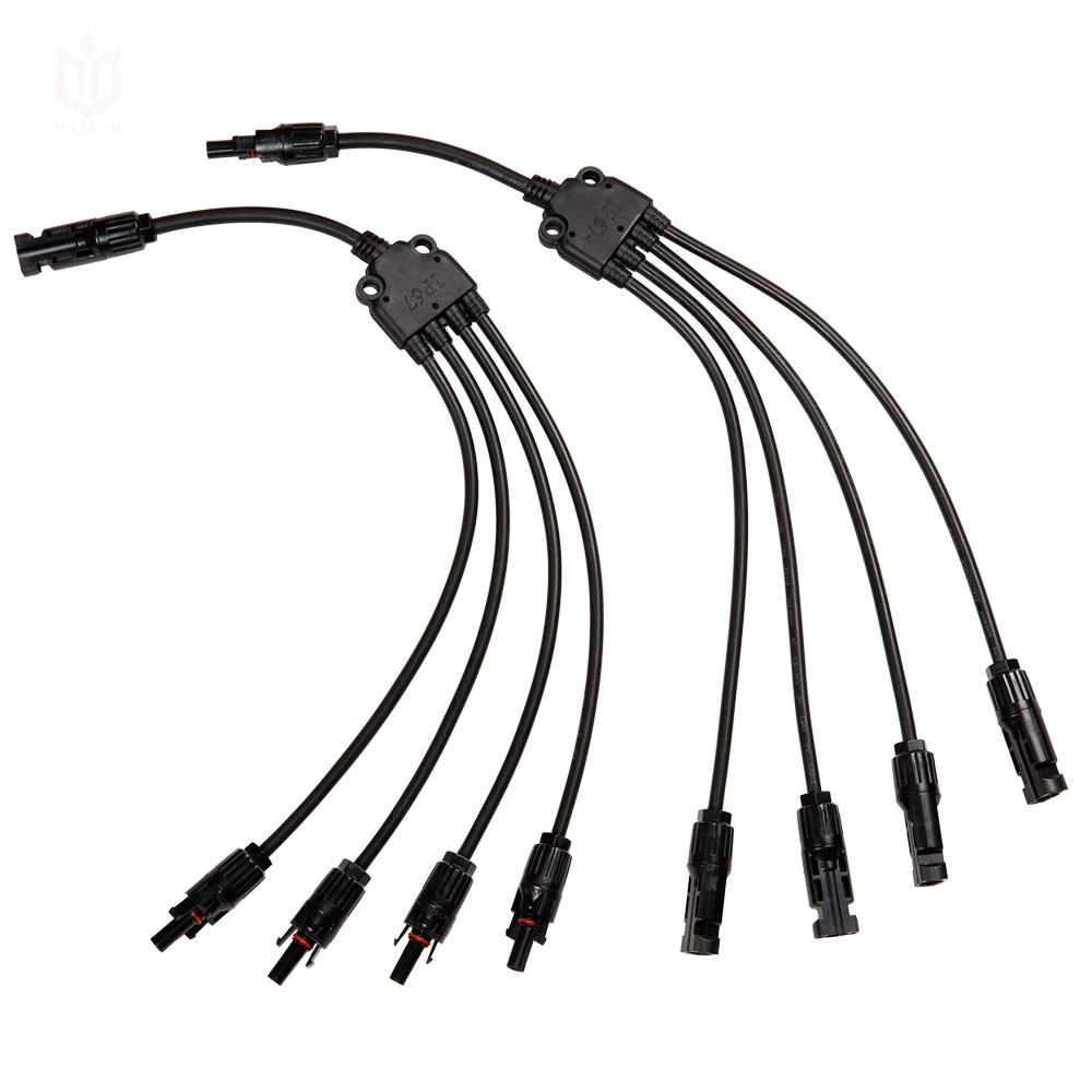 male and female cable branch connector 4 to 1 Y type solar cable connector