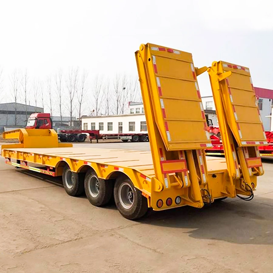 Low Price 2 3 4 Axels 10m-18m 50ton 80ton Lowboy Transport Semi Trailer Trucks 100ton Lowbed Truck Trailers