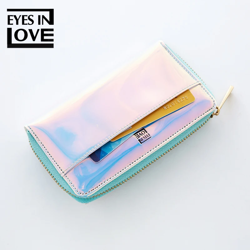 Functional Women Colorful Laser Phone Clutch Bag Lady Travel Long Zipper Coin Purse Wallet
