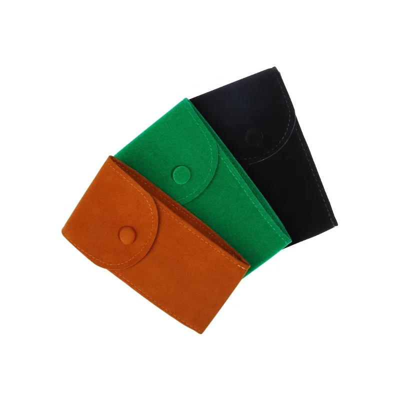Custom colorful travel gift suede packaging bag portable velvet bag Luxury Envelope Velvet Watch Pouch w/Insert for storage