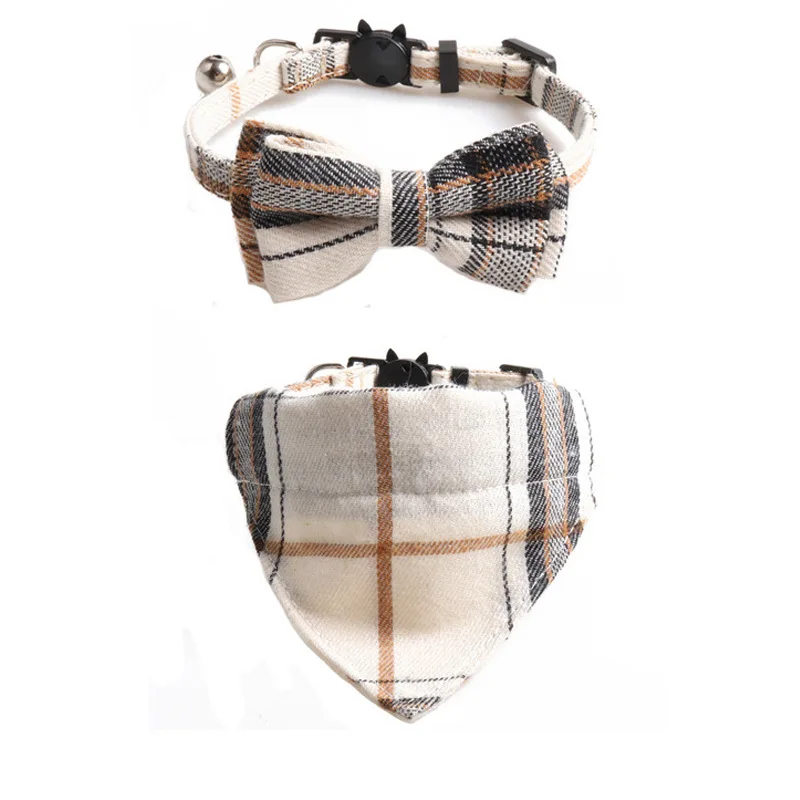 Cat Collar with Bells - 2 Pack with Bells Collars with Bandana Accessories for Pet Collars Adjustable for Cats