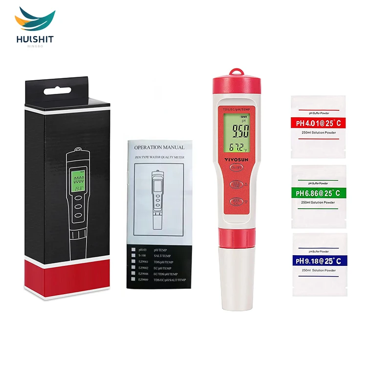 Прямые продажи с завода цифровой 4 в 1TDS/EC/PH/TEMP pH метр для воды бассейнов Многофункциональный тестер качества