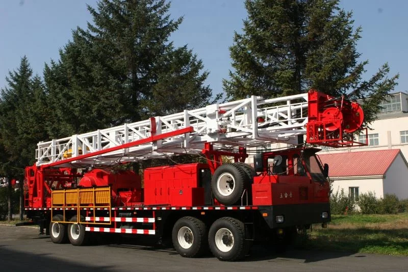 Single Mast Double drum 40ton XJ250 Fast Rapid  No-Guyline pulling Unit  hoist Workover rig