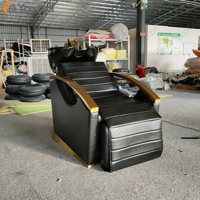 Yoocell Electric Hair Washing Salon Adjustable Footrest Shampoo Chair Backwash Sink Styling