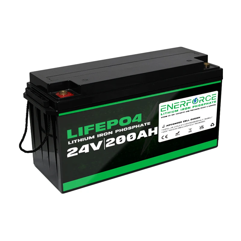 Enerforce 24 В 200ah батарея Lifepo4 5000 глубокого цикла BMS 5 лет гарантии 12 24В 100ah 50ah500