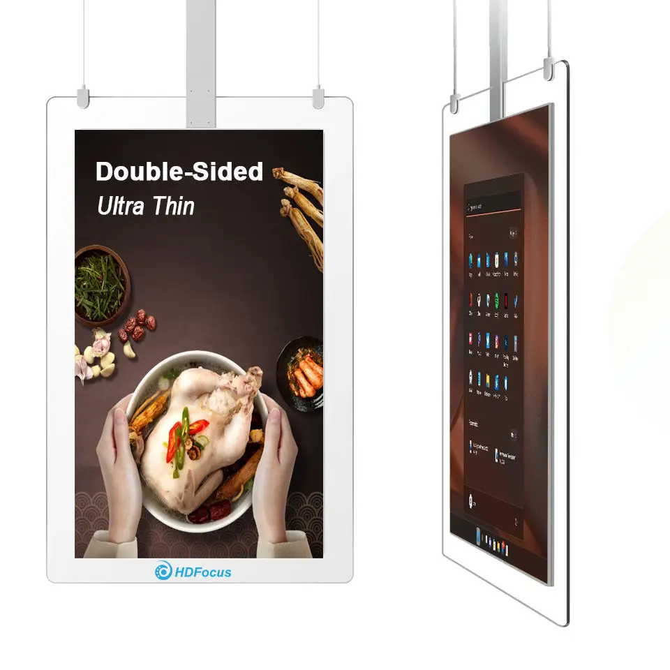 32 43 55 inch Hanging Lcd Dual Sided Touch Screens Ceiling Advertising Player Digital Signage and Displays