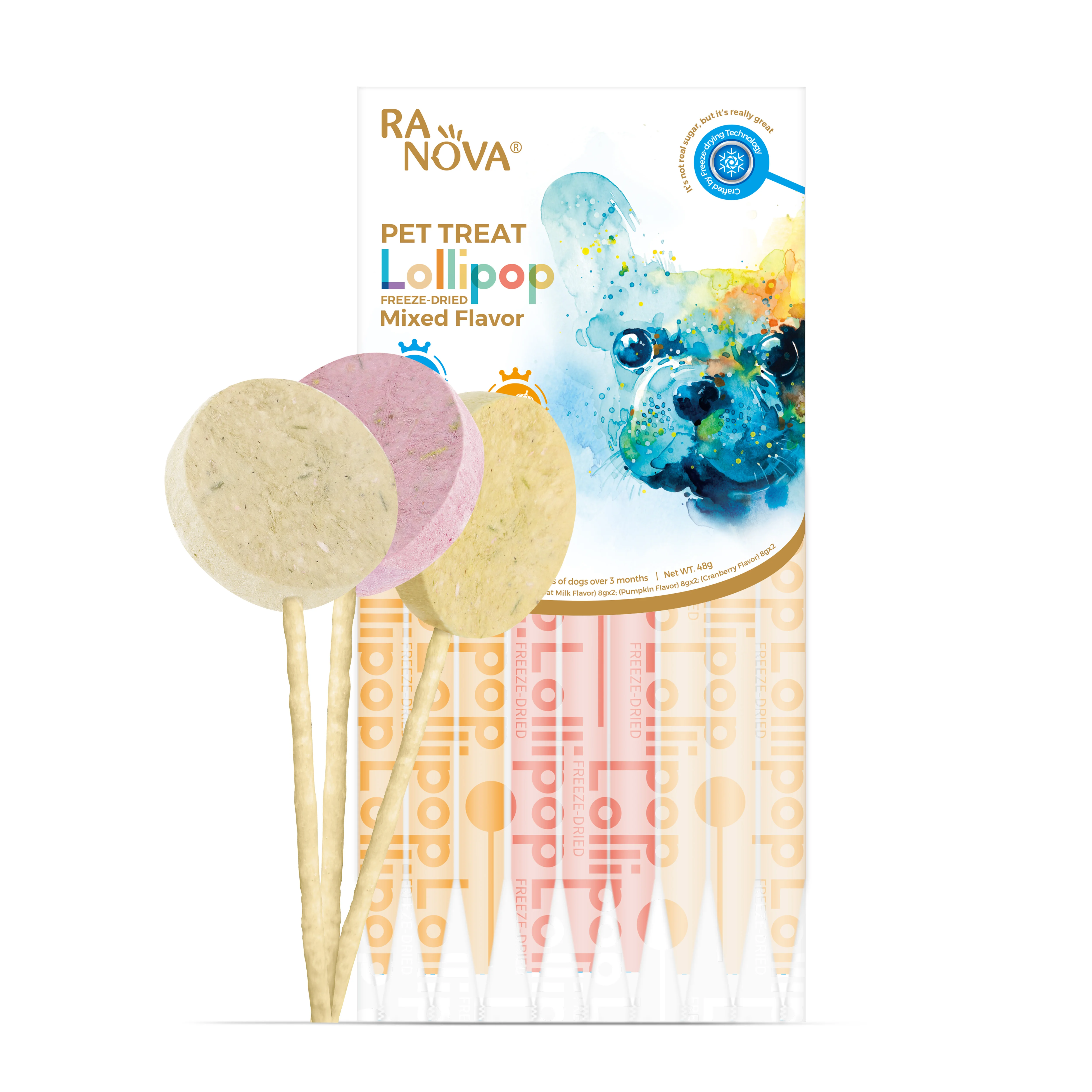 OEM ODM manufacturer organic freeze dried lollipop strips food treat pet snack for dog cat safety healthy pet chewpet treats