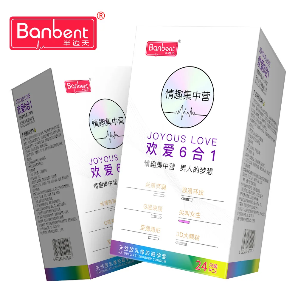 hot product  6 in 1 set of 24 condoms adult birth control products hot selling flavored condom