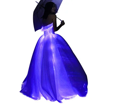 LED luminous color changing smart APP control luminous bride wedding dress fiber optic wedding dress