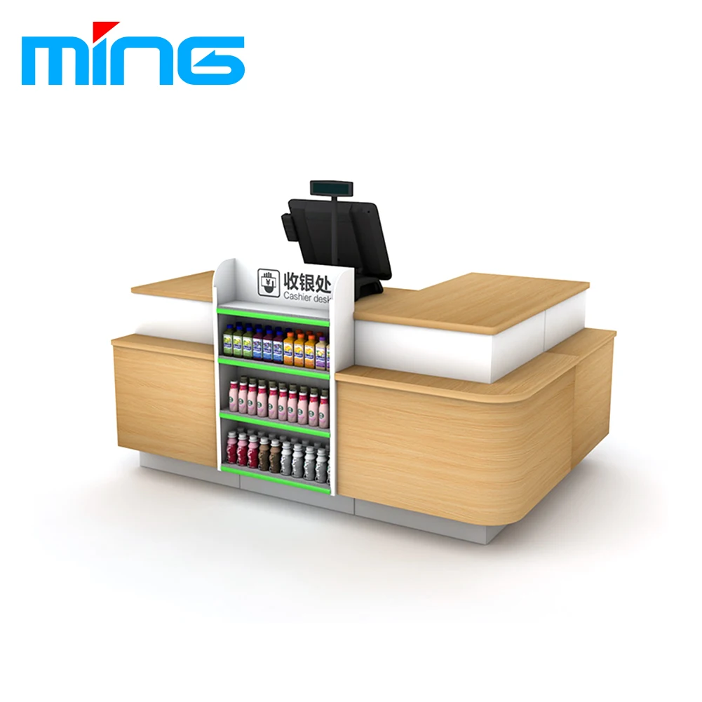Modern Design Checkout Counter Supermarket Grocery Store Cashier Desk  with Conveyor Belt