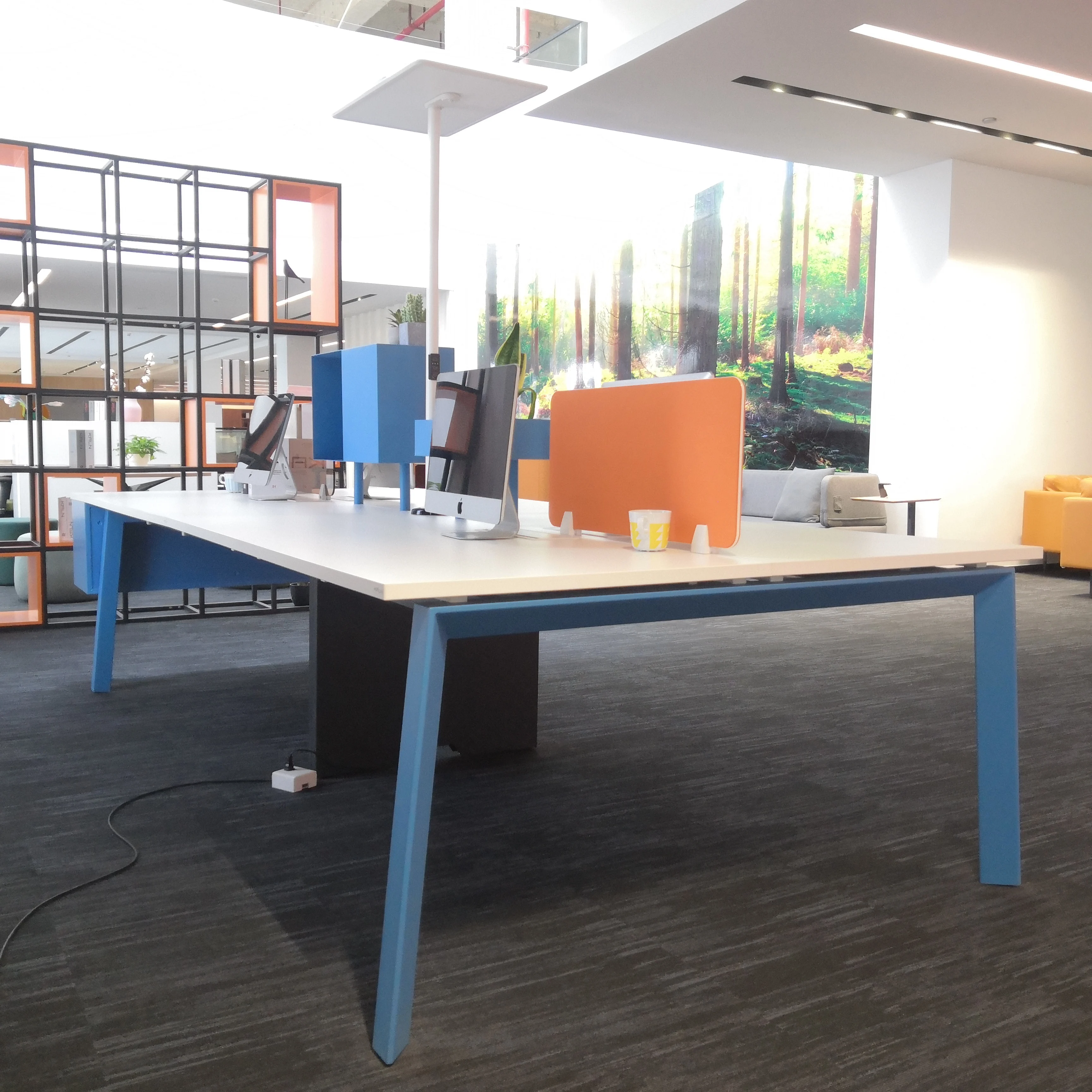 Office Desk Partition Acoustic Desk Divider Screen Linear Shape Office Cubicle Design Table