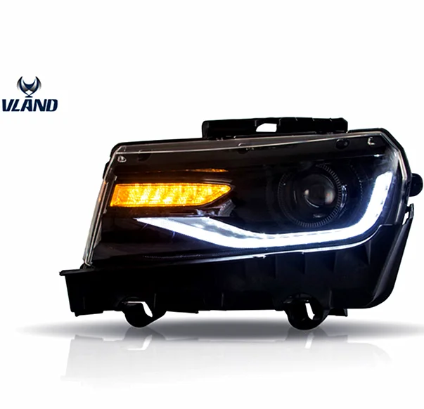 Оптовая продажа VLAND DRL Преобразование для 2014 2015 Camaro 6TH GEN передние лампы последовательный индикатор фары двойной луч в сборе